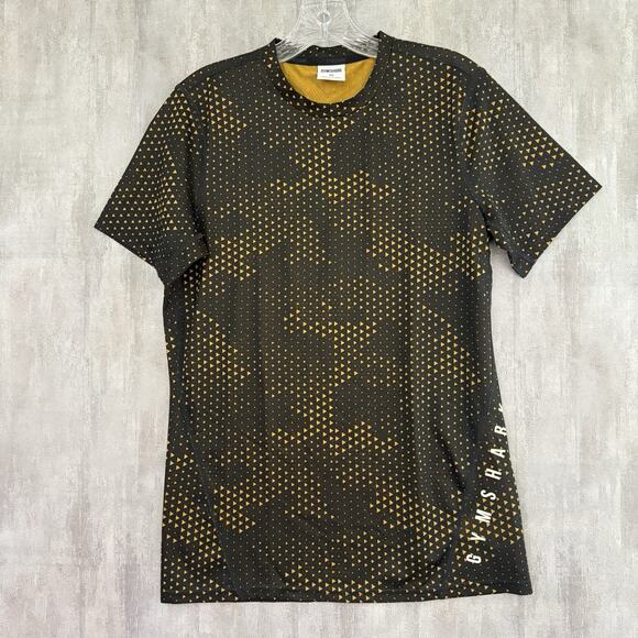 Gymshark Shirt Mens XS Yellow Volt Geometric Athleisure Fitness Gym Workout - Picture 2 of 14